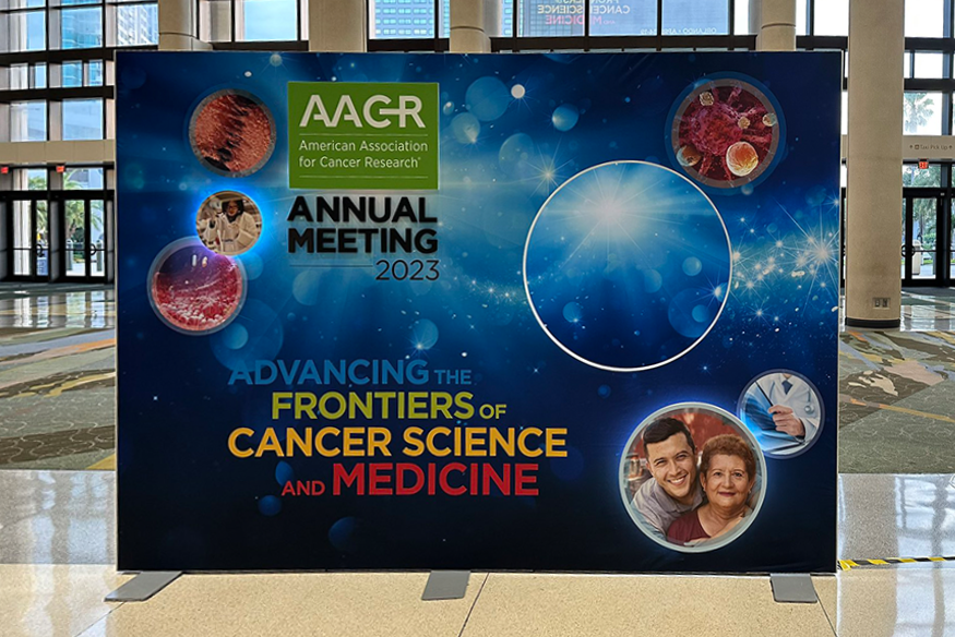 AACR sign at 2023 annual meeting