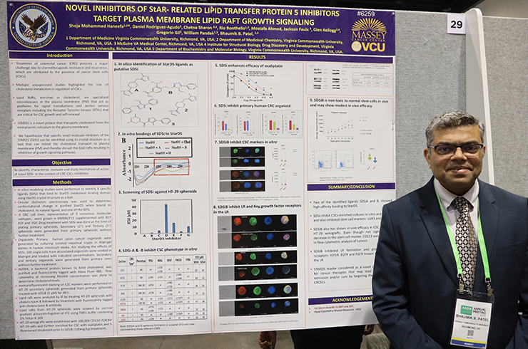 Patel pictured at AACR poster session