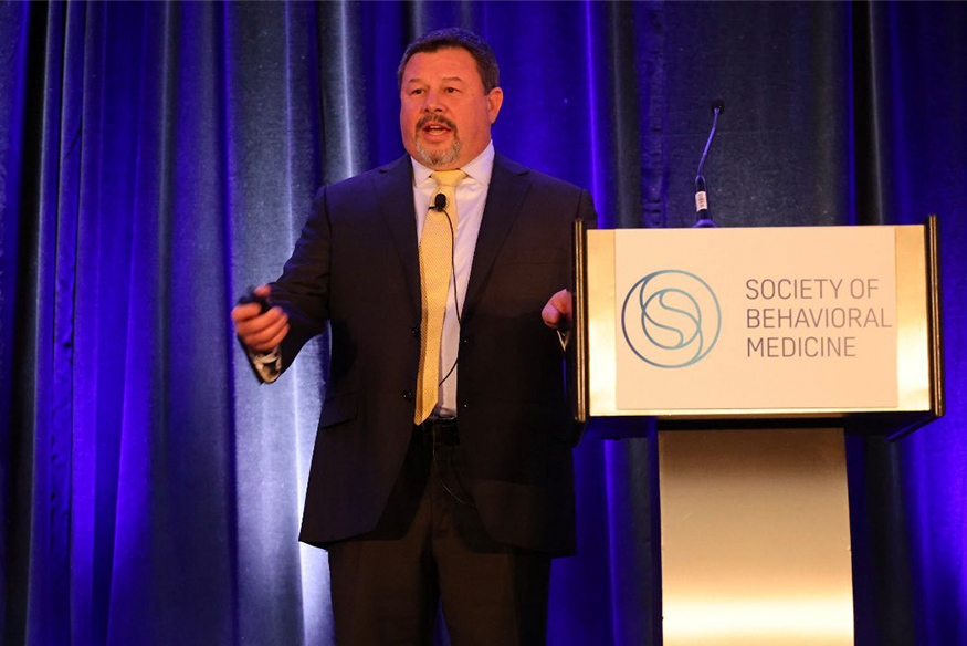 Bernard F. Fuemmeler, Ph.D., M.P.H., delivers the presidential keynote at SBM's 45th Annual Meeting